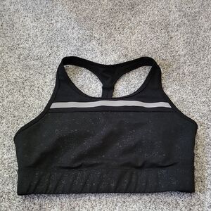ZYIA Black Racerback Sports Bra with High Neck